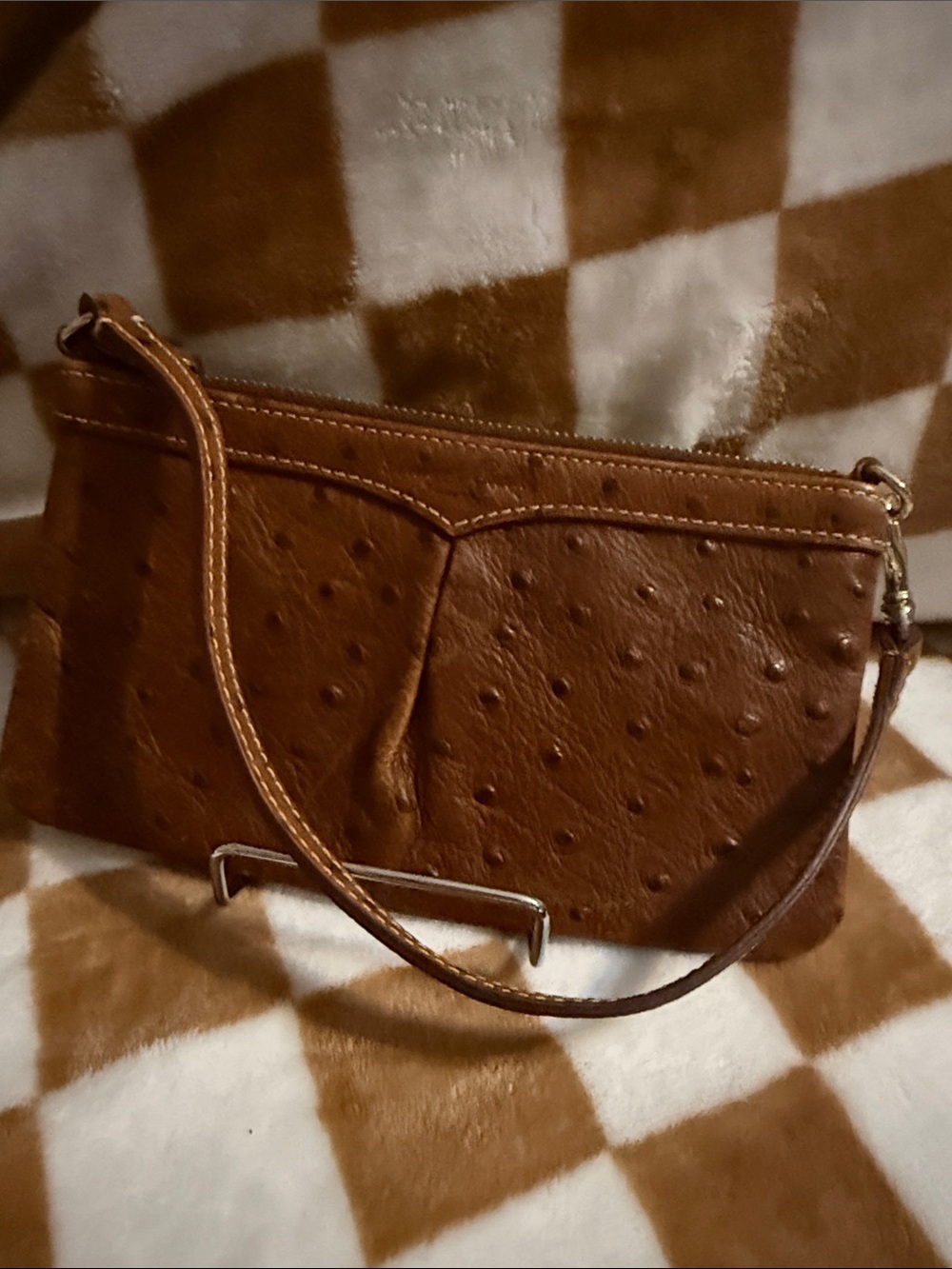 Dooney & Bourke Ostrich-Embossed Leather Wristlet/Clutch preloved
